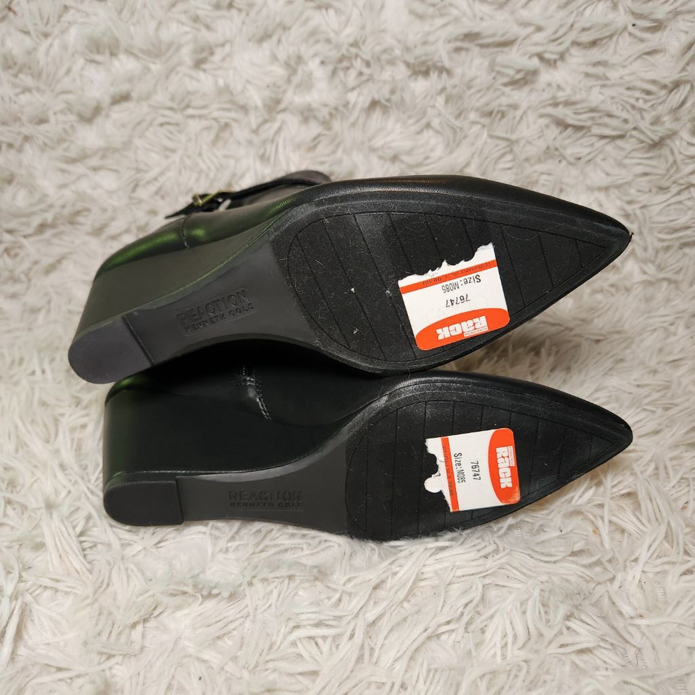 New Kenneth Cole Emmie Wedge Black Leather Booties - Picture 5 of 10